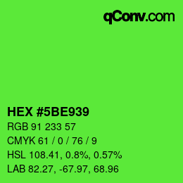 Farbcode: HEX #5BE939 | qconv.com