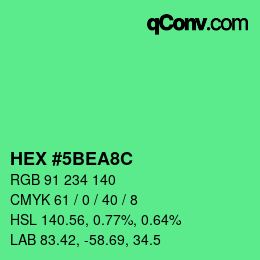カラーコード: HEX #5BEA8C | qconv.com