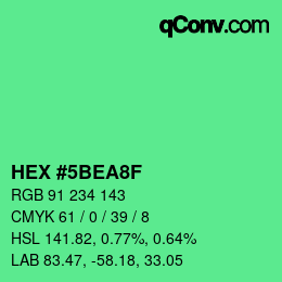 カラーコード: HEX #5BEA8F | qconv.com