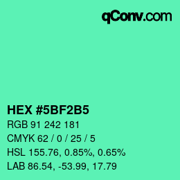 颜色代码: HEX #5BF2B5 | qconv.com