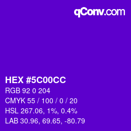 Color code: HEX #5C00CC | qconv.com