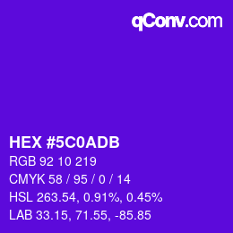 Color code: HEX #5C0ADB | qconv.com