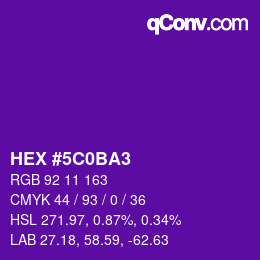 Color code: HEX #5C0BA3 | qconv.com