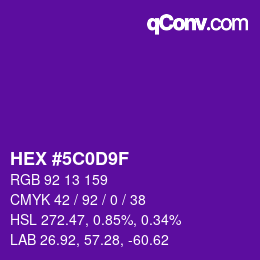 Color code: HEX #5C0D9F | qconv.com