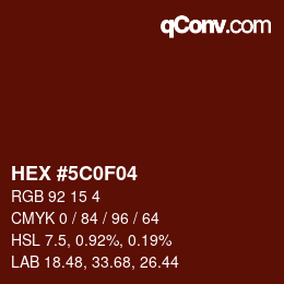 Color code: HEX #5C0F04 | qconv.com
