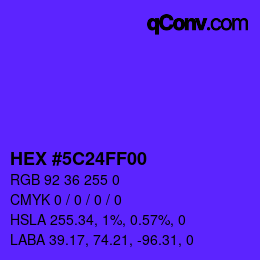 Farbcode: HEX #5C24FF00 | qconv.com