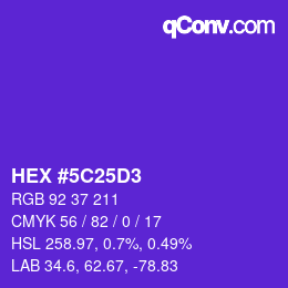 颜色代码: HEX #5C25D3 | qconv.com