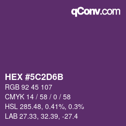 Color code: HEX #5C2D6B | qconv.com
