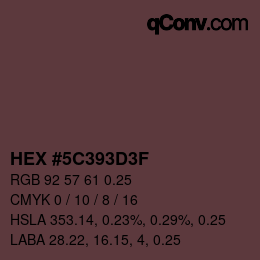 颜色代码: HEX #5C393D3F | qconv.com