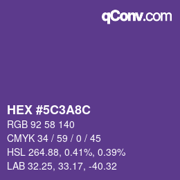 Color code: HEX #5C3A8C | qconv.com