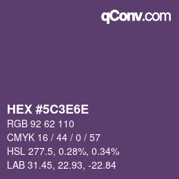 Color code: HEX #5C3E6E | qconv.com