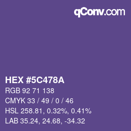Color code: HEX #5C478A | qconv.com
