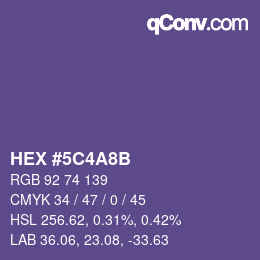 Color code: HEX #5C4A8B | qconv.com