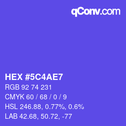 Farbcode: HEX #5C4AE7 | qconv.com
