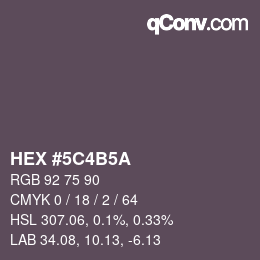 Color code: HEX #5C4B5A | qconv.com