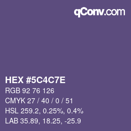 Color code: HEX #5C4C7E | qconv.com