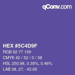 Color code: HEX #5C4D9F | qconv.com