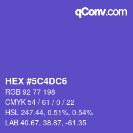 颜色代码: HEX #5C4DC6 | qconv.com
