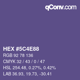 カラーコード: HEX #5C4E88 | qconv.com