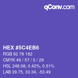 カラーコード: HEX #5C4EB6 | qconv.com