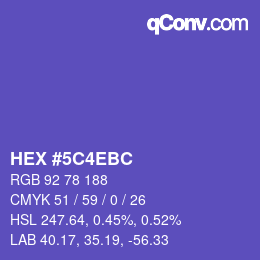 カラーコード: HEX #5C4EBC | qconv.com