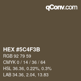 Color code: HEX #5C4F3B | qconv.com