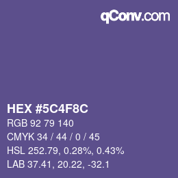 Color code: HEX #5C4F8C | qconv.com