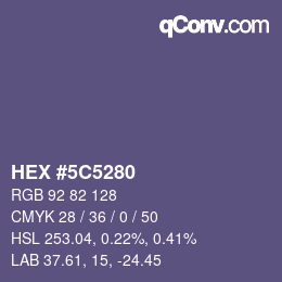 颜色代码: HEX #5C5280 | qconv.com