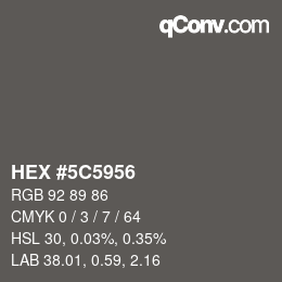 Color code: HEX #5C5956 | qconv.com