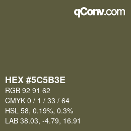 Color code: HEX #5C5B3E | qconv.com