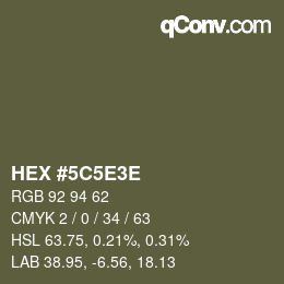 Code couleur: HEX #5C5E3E | qconv.com