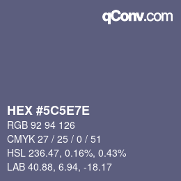 Code couleur: HEX #5C5E7E | qconv.com