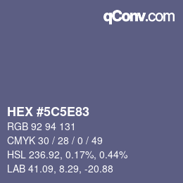 Color code: HEX #5C5E83 | qconv.com