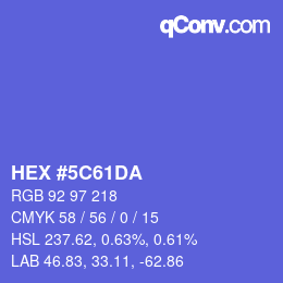 Color code: HEX #5C61DA | qconv.com