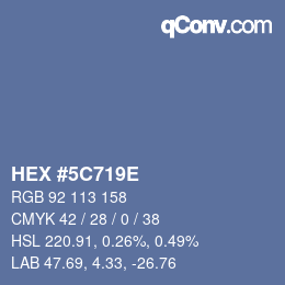 颜色代码: HEX #5C719E | qconv.com