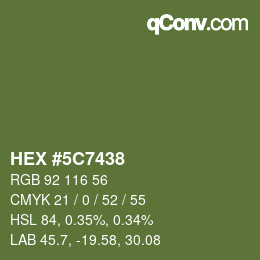 Color code: HEX #5C7438 | qconv.com