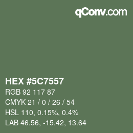 Farbcode: HEX #5C7557 | qconv.com