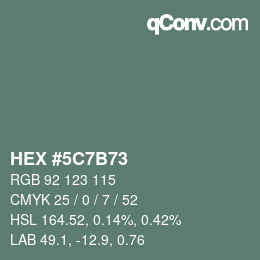 Color code: HEX #5C7B73 | qconv.com