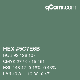 Color code: HEX #5C7E6B | qconv.com