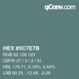 Color code: HEX #5C7E7B | qconv.com