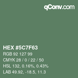 Color code: HEX #5C7F63 | qconv.com