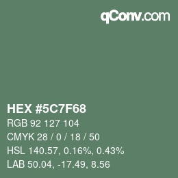 Color code: HEX #5C7F68 | qconv.com
