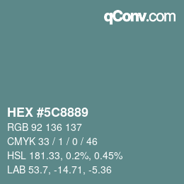 Color code: HEX #5C8889 | qconv.com