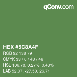 Color code: HEX #5C8A4F | qconv.com