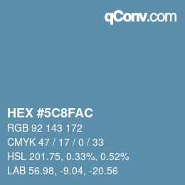 Color code: HEX #5C8FAC | qconv.com