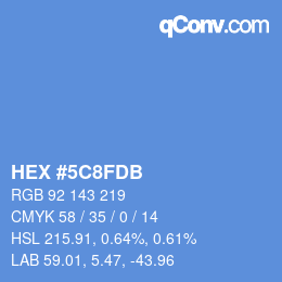 颜色代码: HEX #5C8FDB | qconv.com