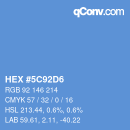 カラーコード: HEX #5C92D6 | qconv.com