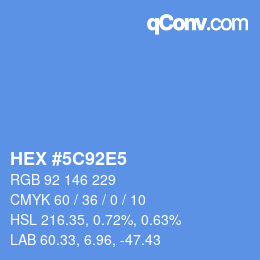 カラーコード: HEX #5C92E5 | qconv.com