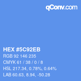 Farbcode: HEX #5C92EB | qconv.com