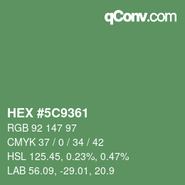 Código de color: HEX #5C9361 | qconv.com